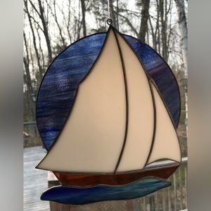 Handcrafted Stained Glass Sailboat